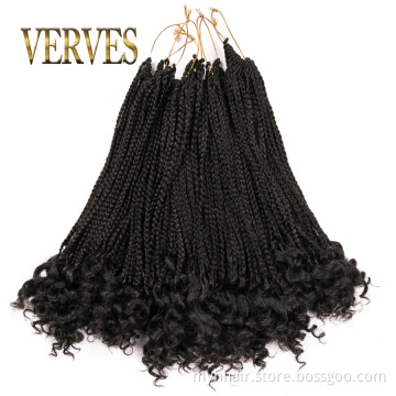 Box Braids Hair Synthetic 14 inch and 18 inch Crochet Hair Extensions 24 Strands/pack Ombre Braiding Hair Curly End Twist